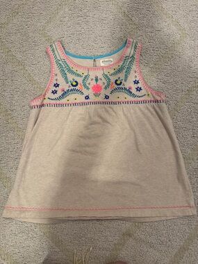 Johnnie B Embroidered Boho Tank Top Girls Size 13-14 Floral Stitch Bohemian